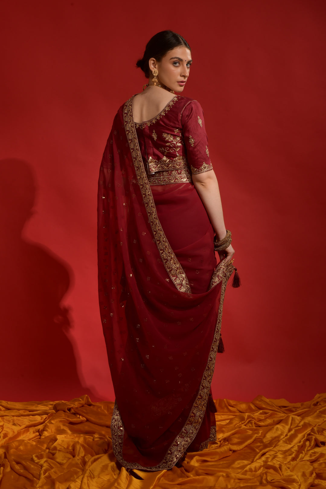 Georgette Saree with Sequins & Embroidery | Wedding & Festive Wear