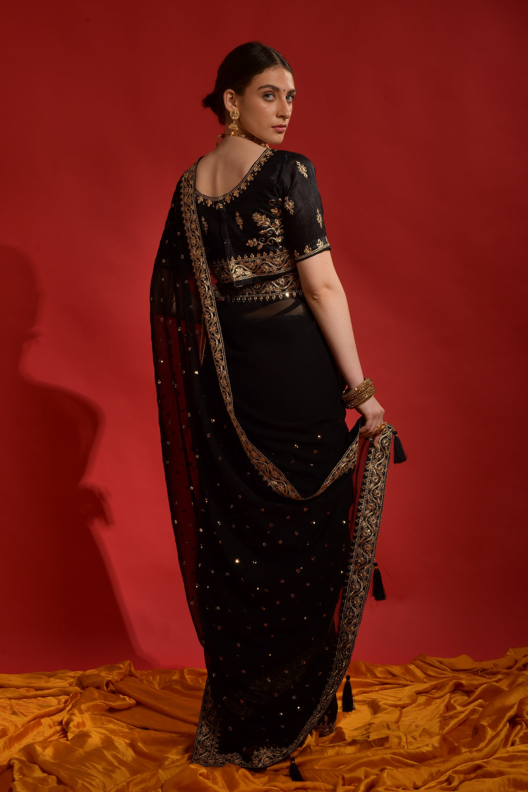 Georgette Saree with Sequins & Embroidery | Wedding & Festive Elegance