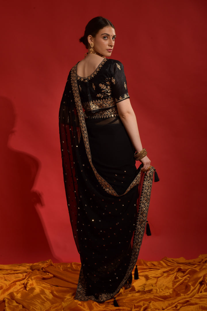 Georgette Saree with Sequins & Embroidery | Wedding & Festive Elegance