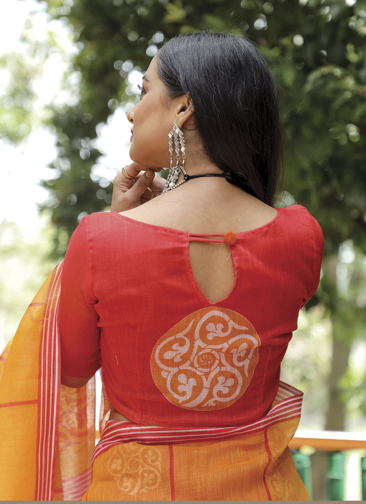 Linen Digital-Printed Saree | Wedding & Festive Traditional Elegance