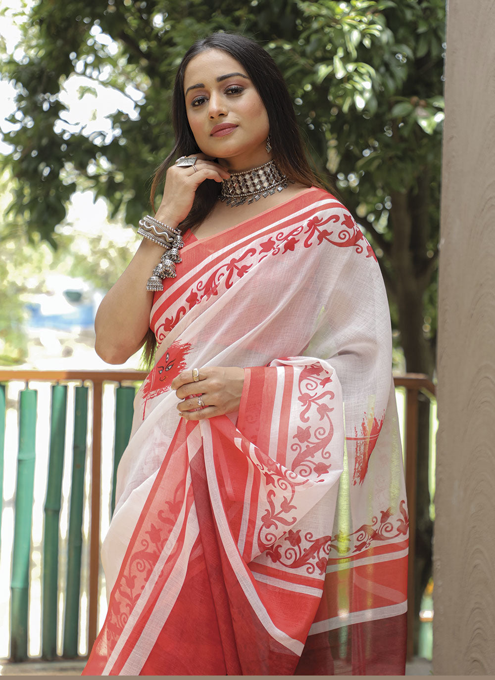 Linen Digital Printed Saree | Traditional Wedding & Festive Attire