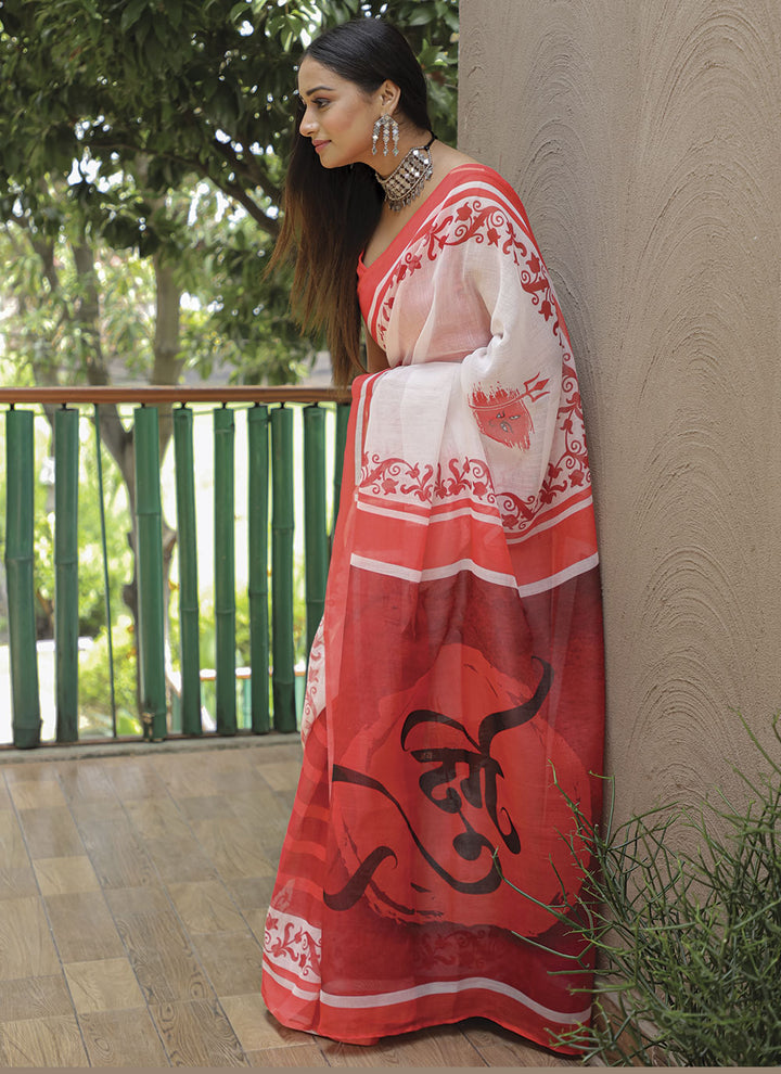 Linen Digital Printed Saree | Traditional Wedding & Festive Attire