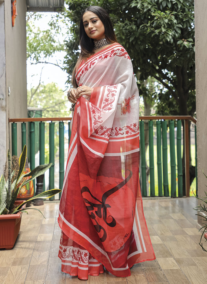 Linen Digital Printed Saree | Traditional Wedding & Festive Attire