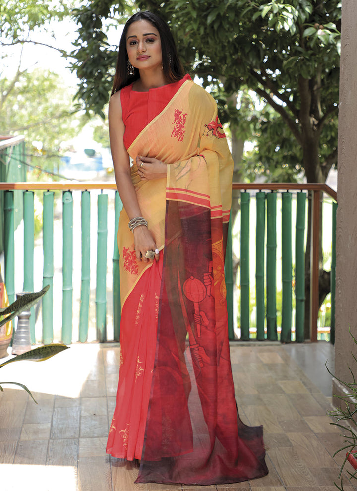 Linen Saree with Digital Print | Wedding & Festive Traditional Wear