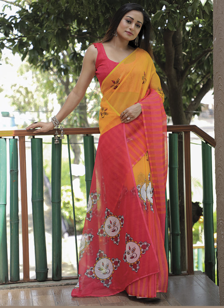 Linen Digital Printed Saree | Traditional Wedding & Festive Occasions