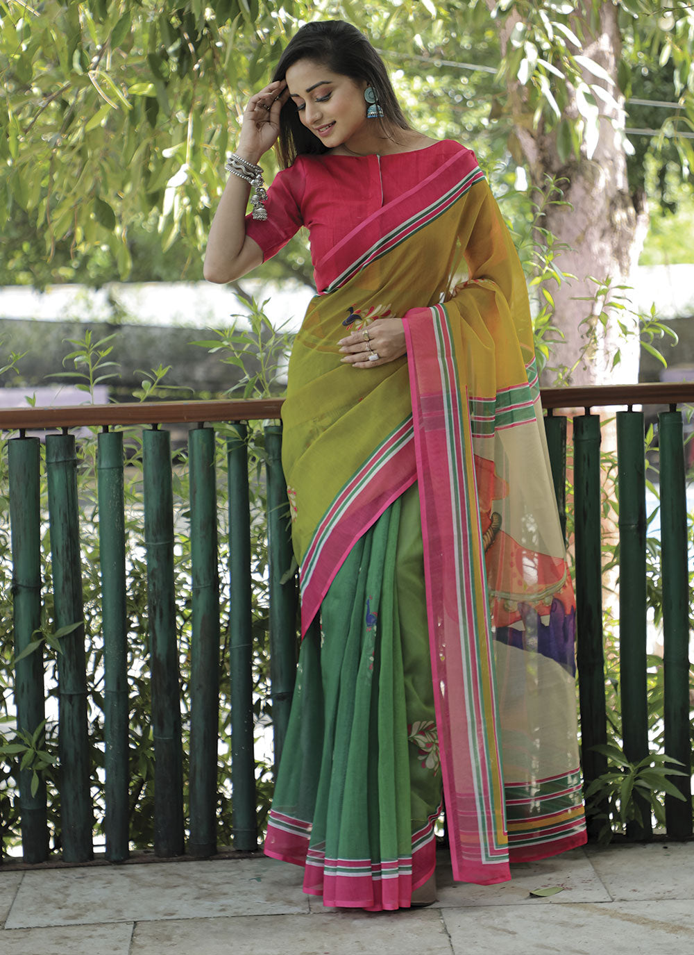 Linen Digital Printed Saree | Perfect for Weddings, Parties & Festive Events