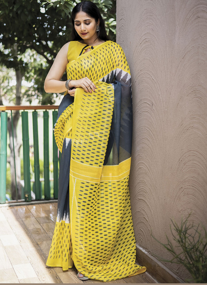 Linen Digital-Printed Saree for Special Events | Perfect for Weddings & Festivities