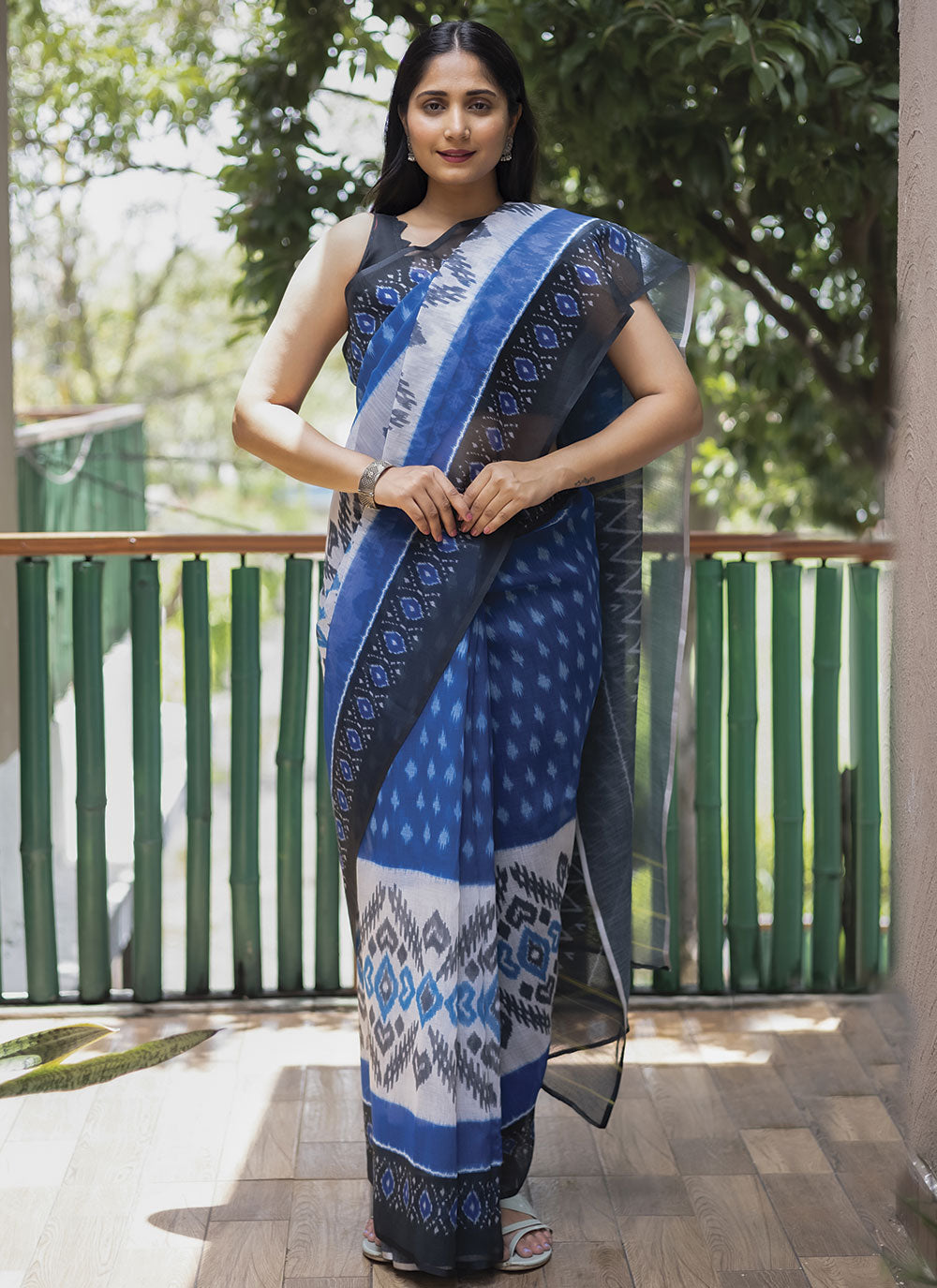 Linen Saree with Digital Print | Ideal for Weddings and Special Events