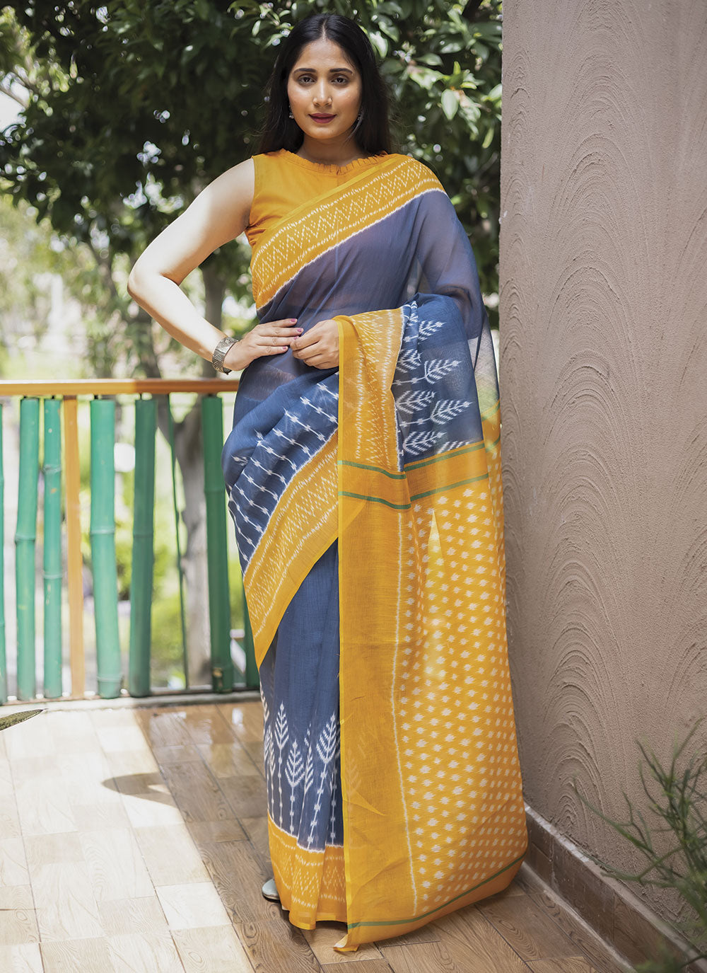 Linen Digital-Printed Saree | Perfect for Weddings, Festivals, and Events