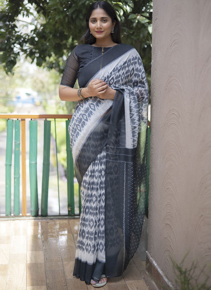 Elegant Linen Saree | Digital-Printed for Special Events & Festivities