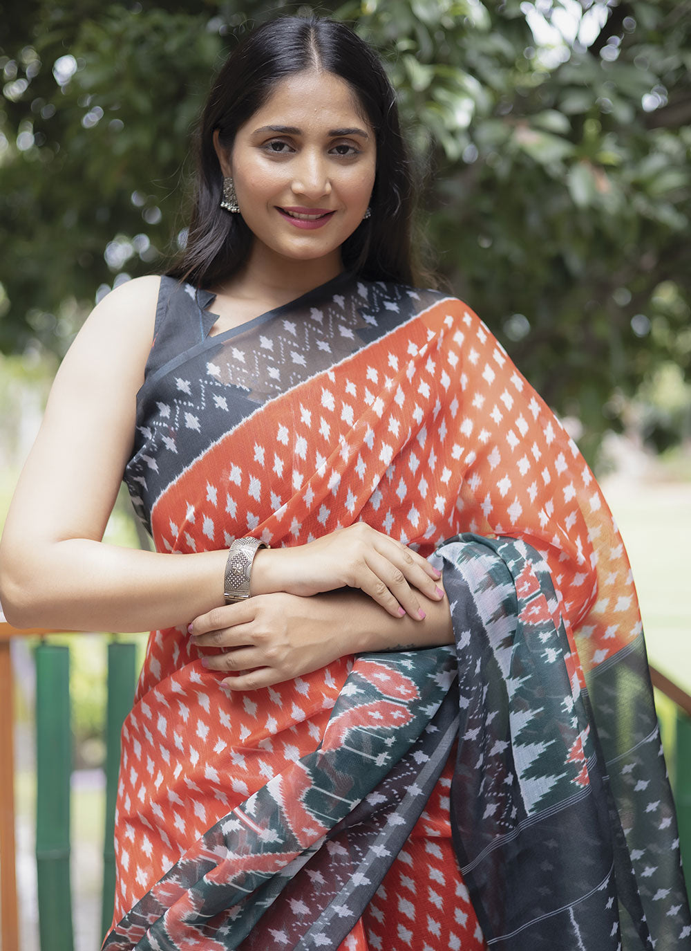 Linen Digital-Printed Saree | Perfect for Weddings, Pooja & Festive Events