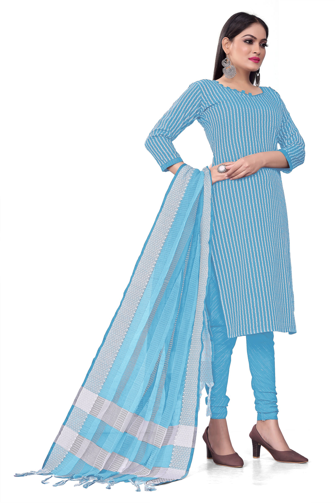 Charming Cotton Kurti Set | Knee-Length Top & Elegant Dupatta