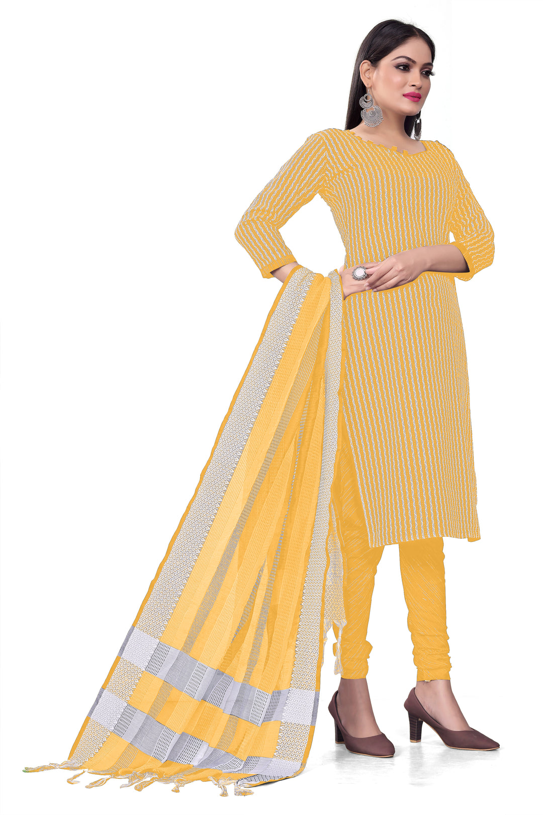 Charming Cotton Kurti Set | Knee-Length Top & Elegant Dupatta