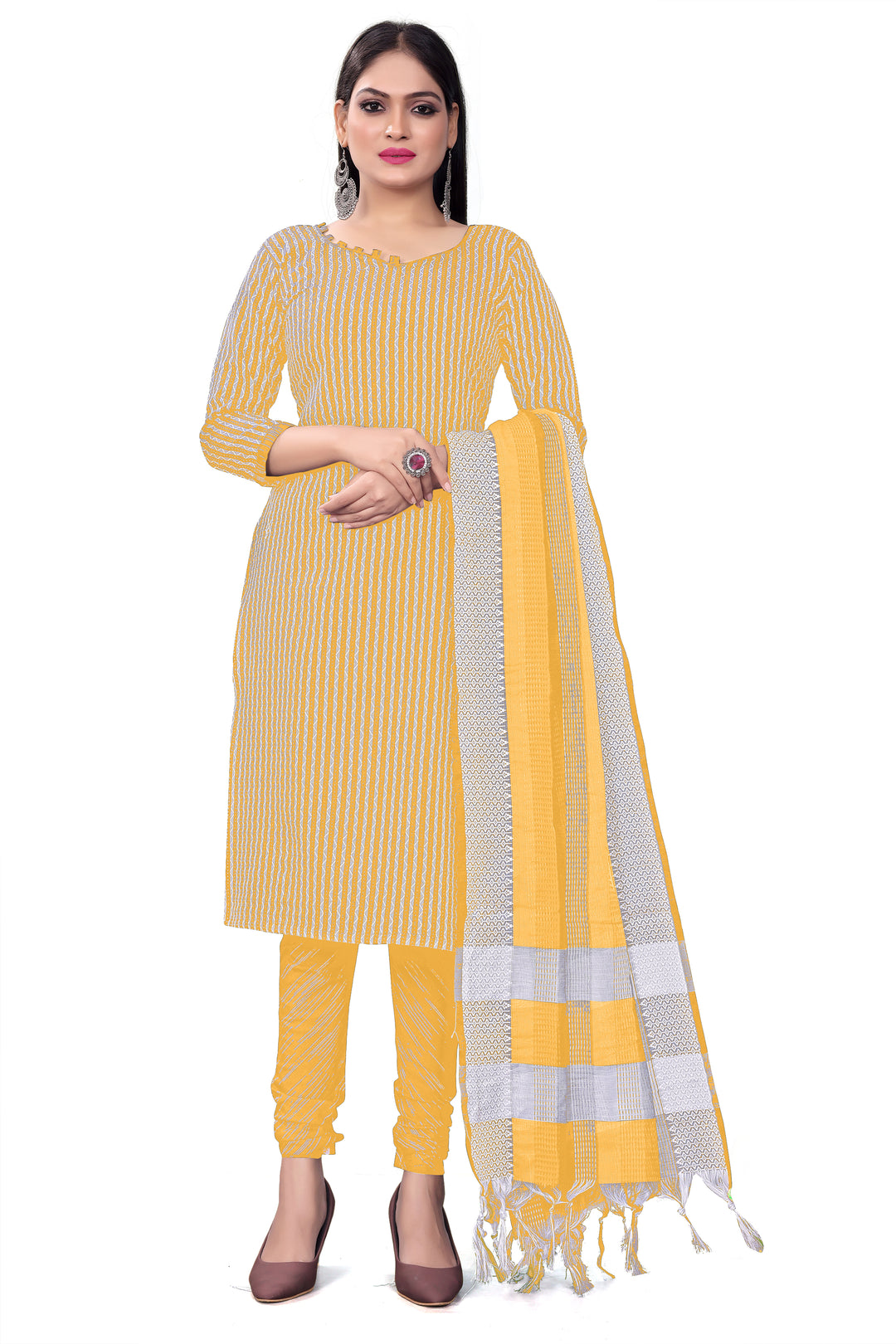 Charming Cotton Kurti Set | Knee-Length Top & Elegant Dupatta