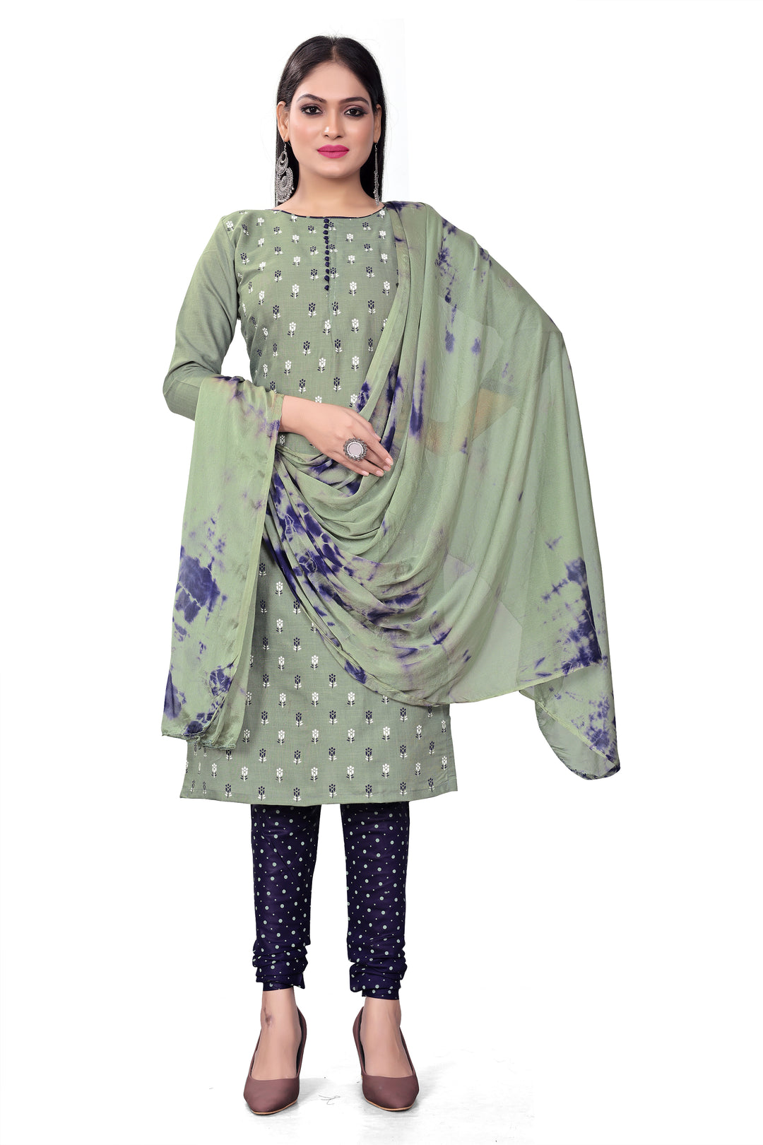 Stylish Cotton Slab Kurti Set | Knee-Length Design & Three-Quarter Sleeves