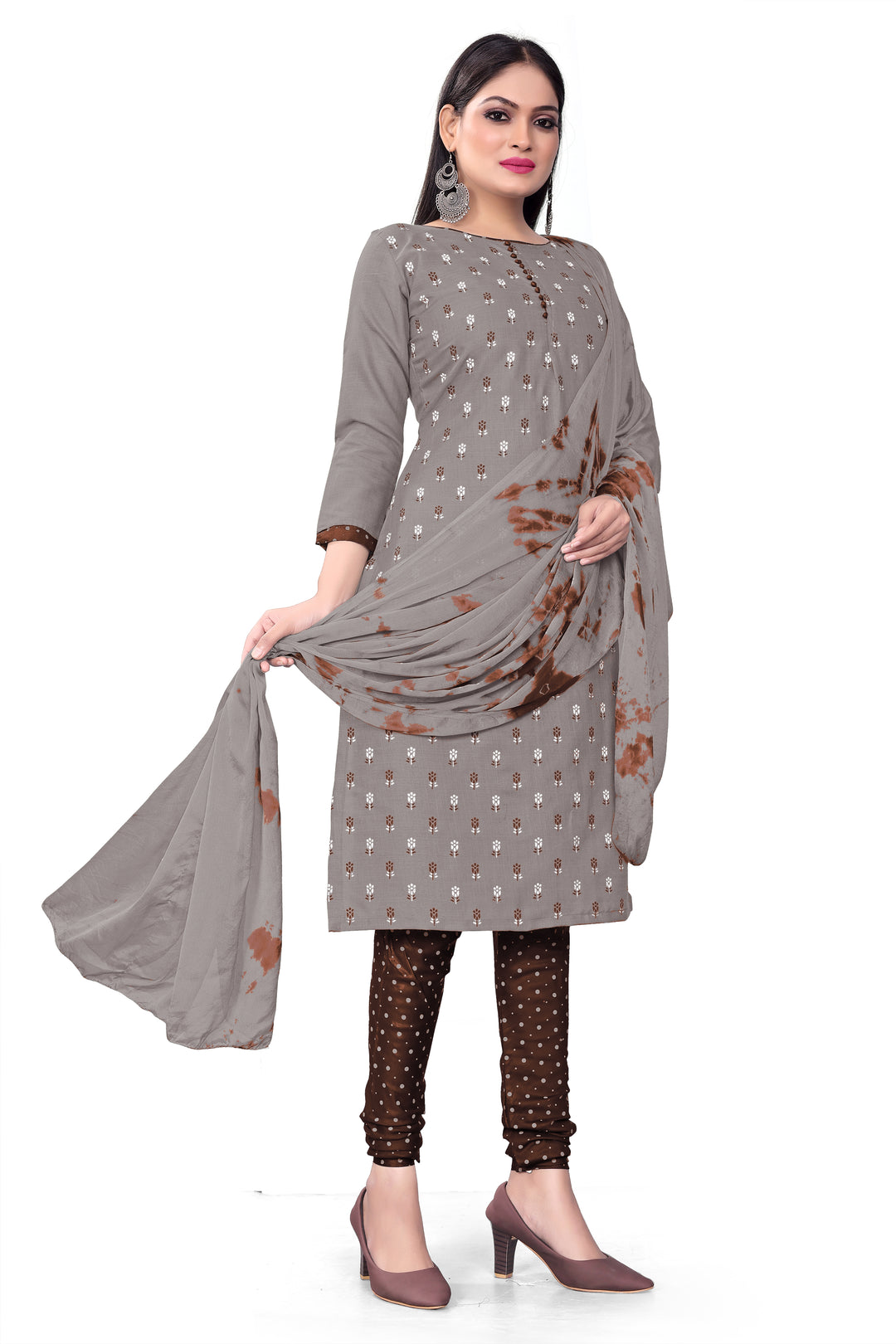 Stylish Cotton Slab Kurti Set | Knee-Length Design & Three-Quarter Sleeves