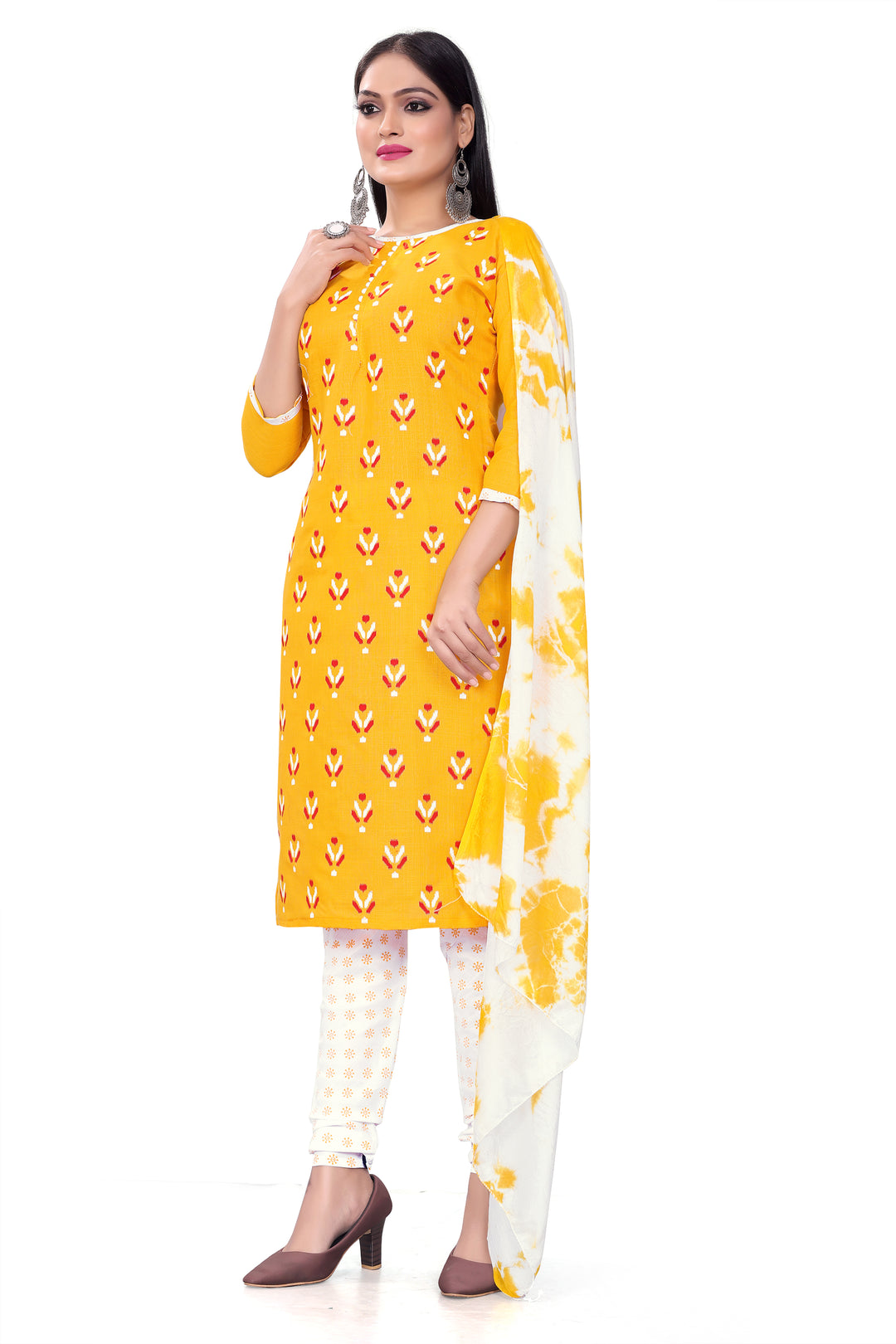 Exquisite Cotton Slab Kurti Set | Designer Prints & Elegant Dupatta