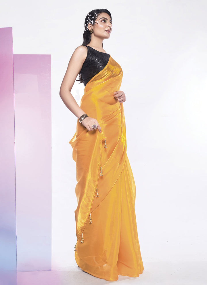 Designer Solid Jimmy-Choo Saree | Art-Silk Blouse for Special Events