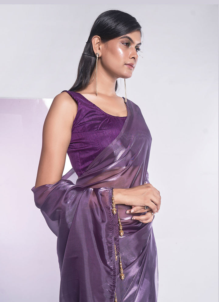 Designer Solid Jimmy-Choo Saree | Art-Silk Blouse for Special Events