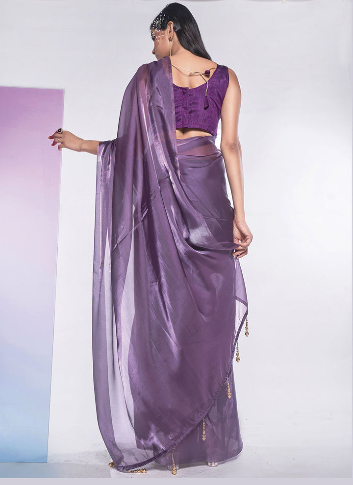 Designer Solid Jimmy-Choo Saree | Art-Silk Blouse for Special Events