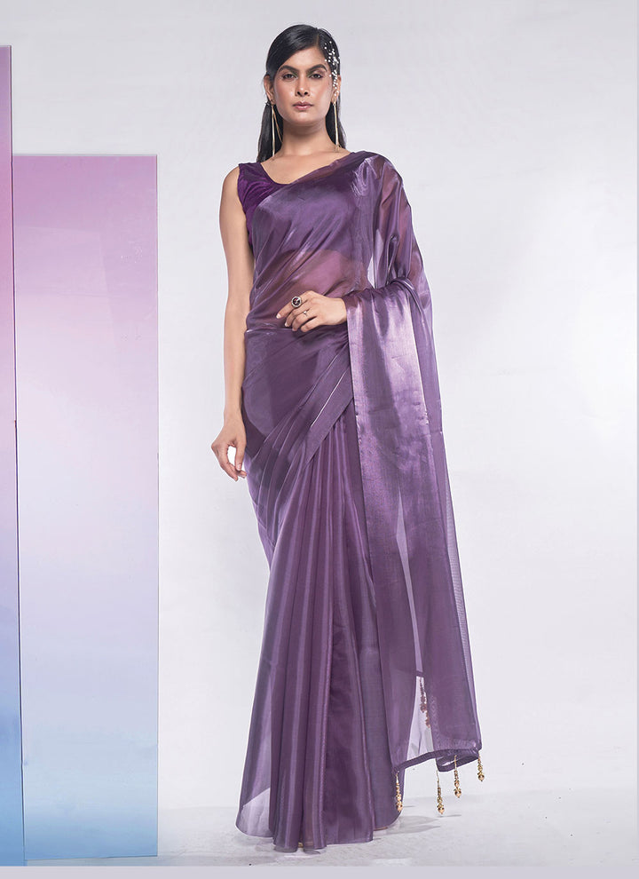 Designer Solid Jimmy-Choo Saree | Art-Silk Blouse for Special Events