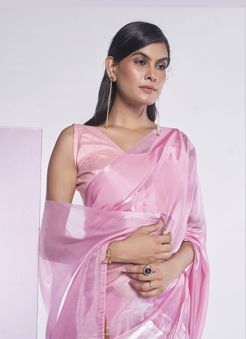 Designer Solid Jimmy-Choo Saree | Art-Silk Blouse for Special Events