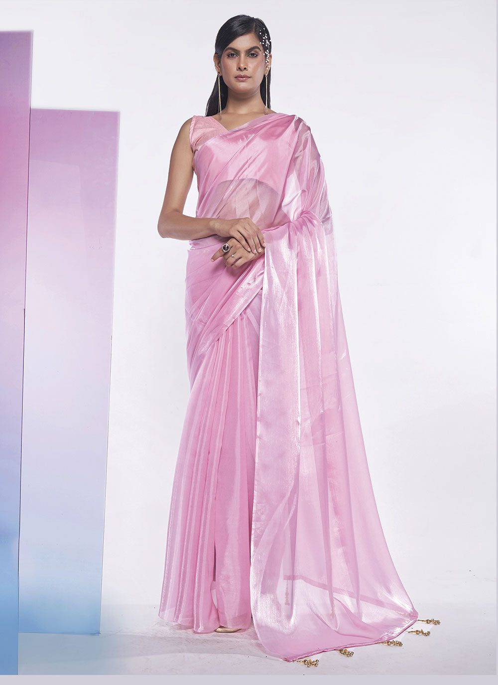 Designer Solid Jimmy-Choo Saree | Art-Silk Blouse for Special Events