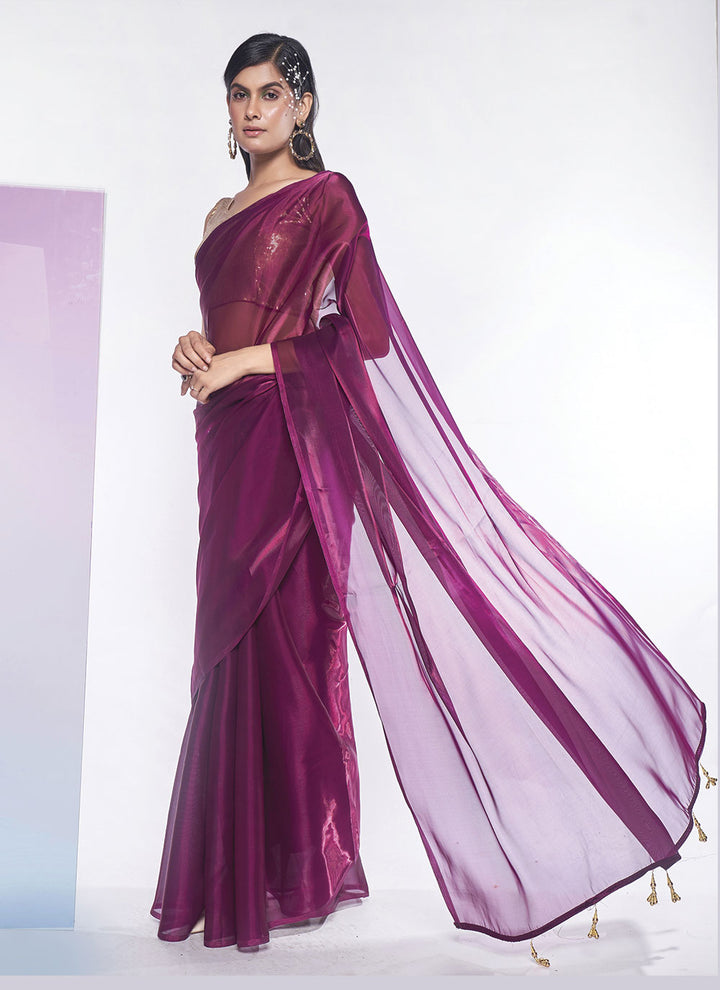 Designer Solid Jimmy-Choo Saree | Art-Silk Blouse for Special Events