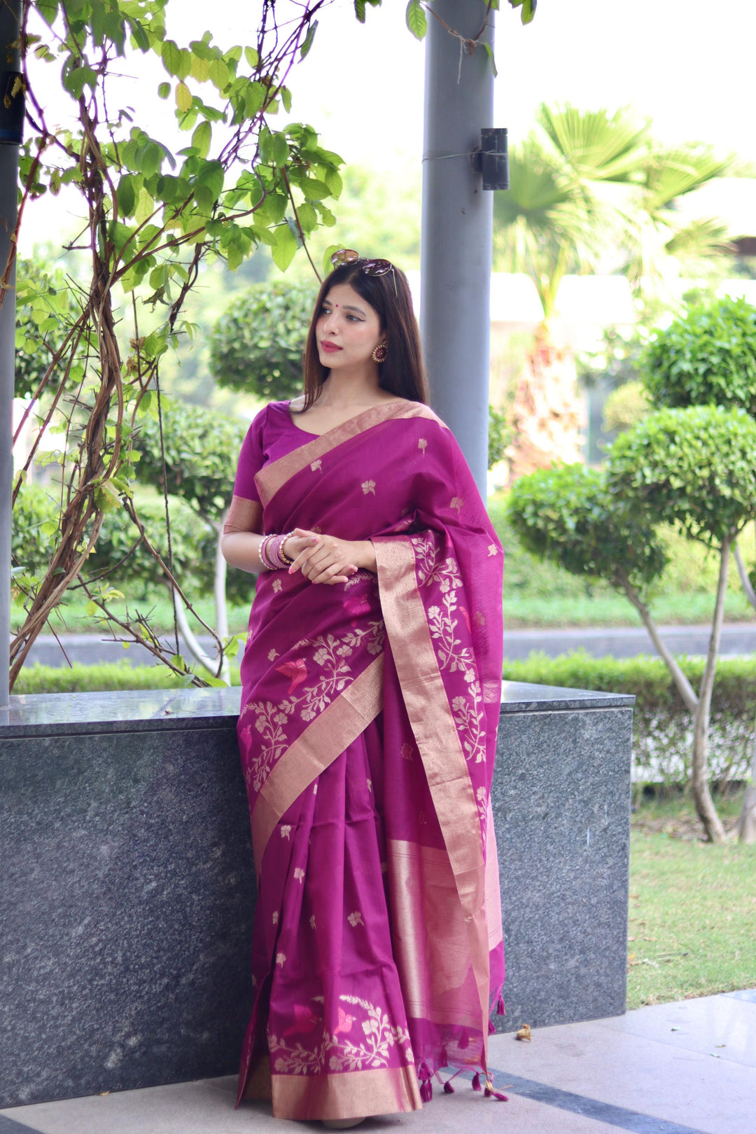 Designer Linen Saree with Heavy Jamdani Work | Perfect for Weddings & Festive Events