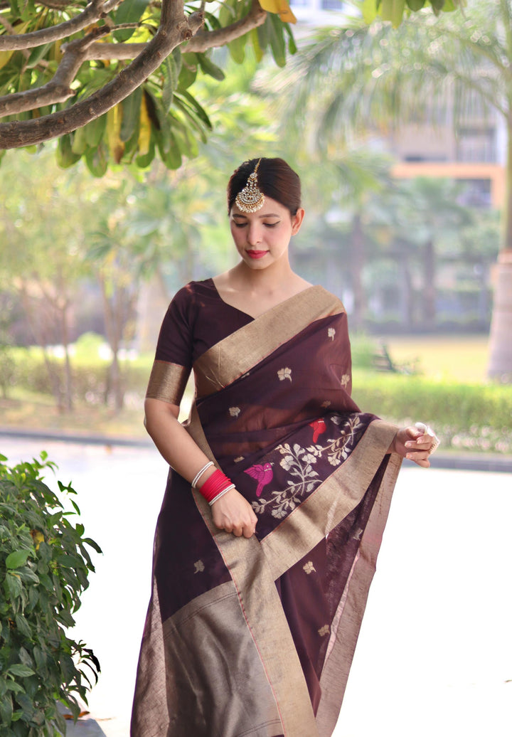 Designer Linen Saree with Heavy Jamdani Work | Perfect for Weddings & Festive Events