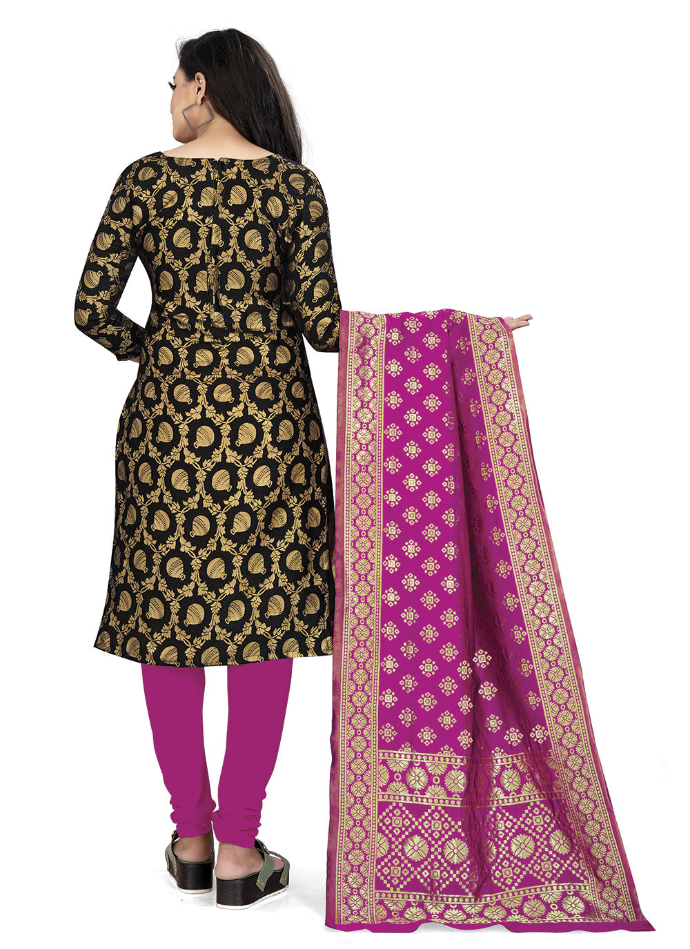 Modern Banarasi Silk Kurti Set | Woven Jacquard & Tafetta Bottom