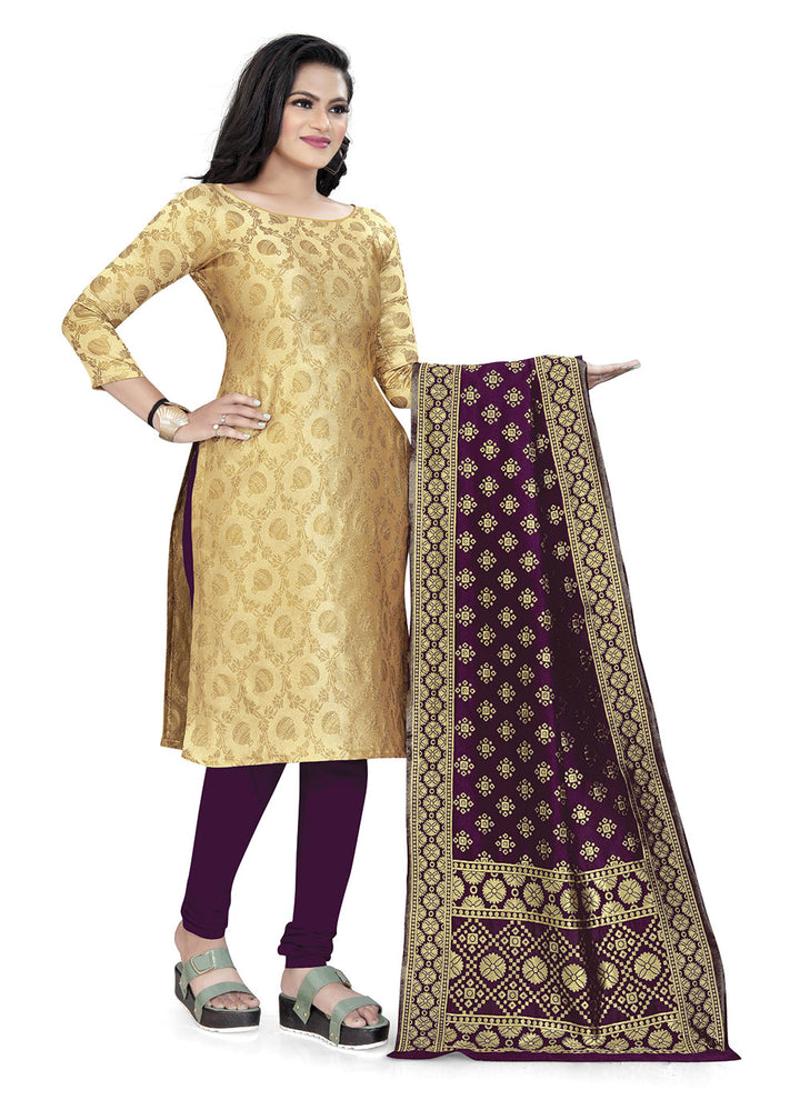 Modern Banarasi Silk Kurti Set | Woven Jacquard & Tafetta Bottom