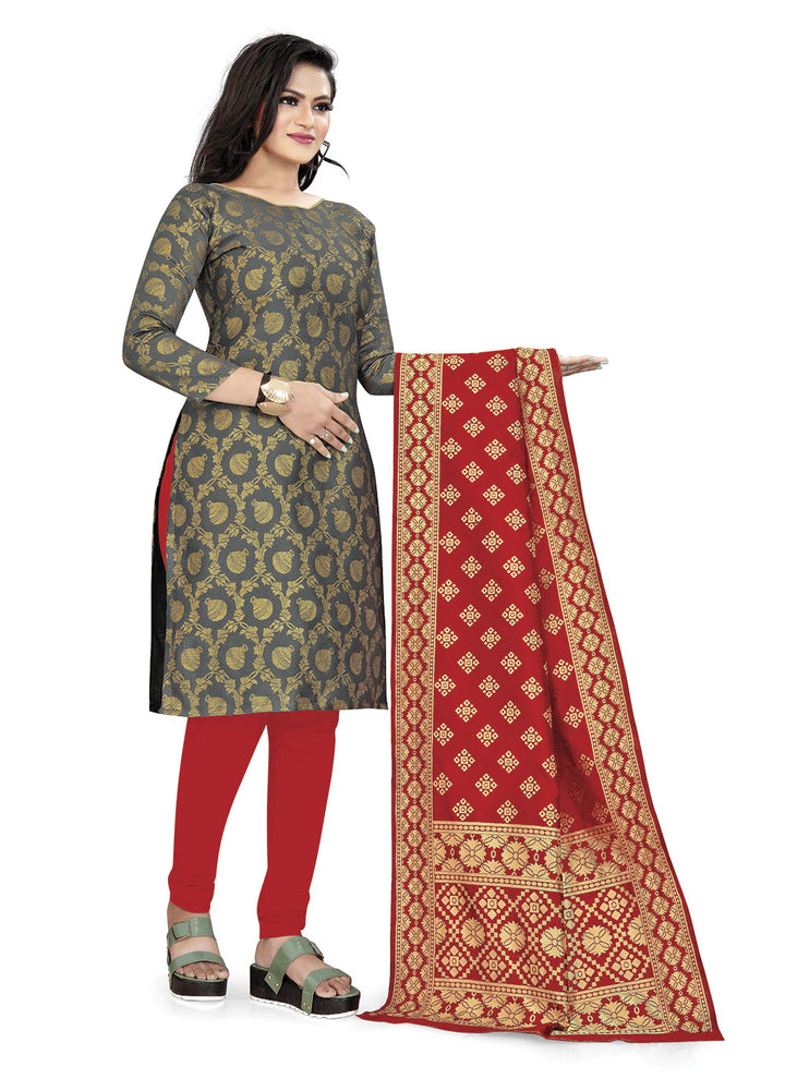 Modern Banarasi Silk Kurti Set | Woven Jacquard & Tafetta Bottom