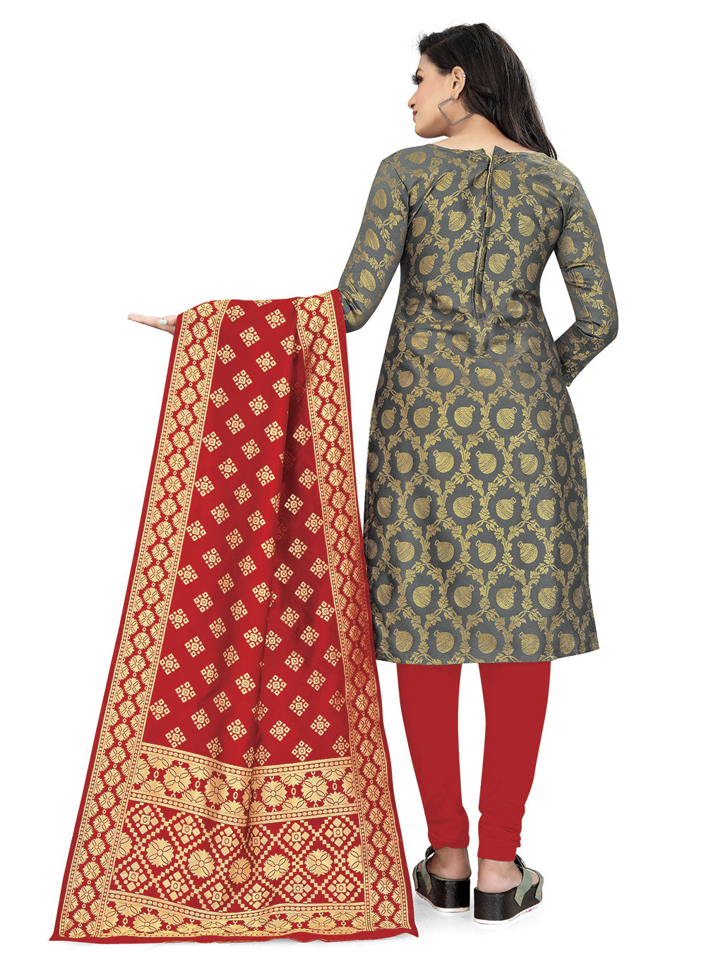 Modern Banarasi Silk Kurti Set | Woven Jacquard & Tafetta Bottom