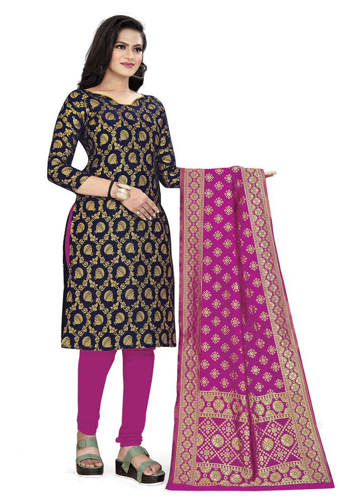 Modern Banarasi Silk Kurti Set | Woven Jacquard & Tafetta Bottom