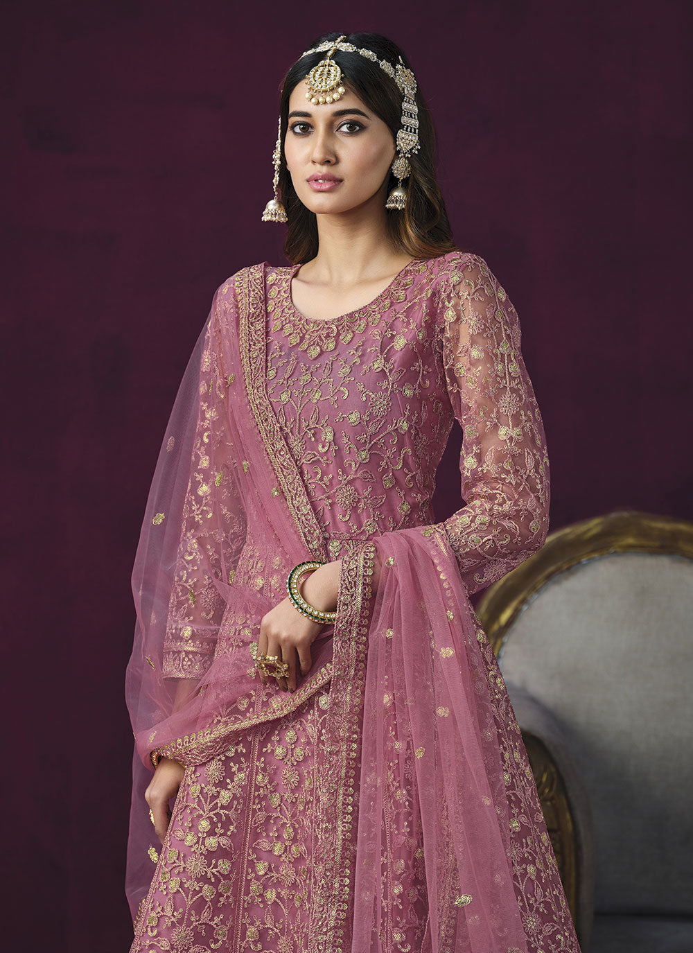 Attractive Anarkali Suit | Designer Embroidery Work with Santoon Bottom and Dupatta