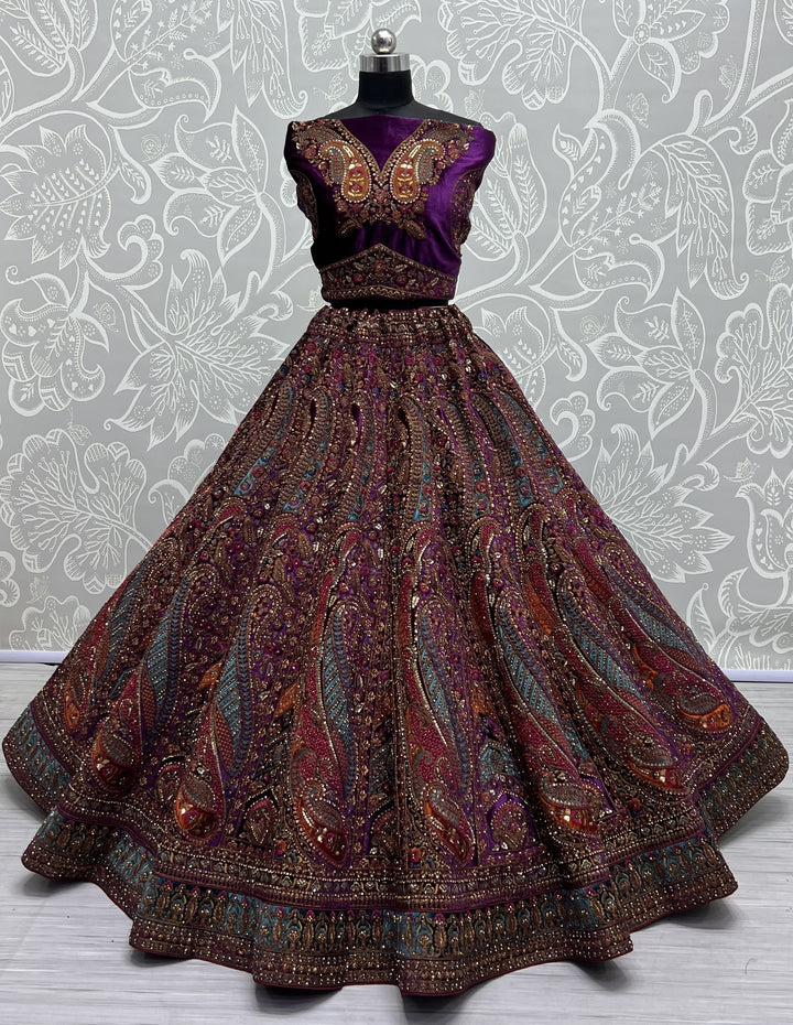 Velvet Patchwork Lehenga | Embroidery & Sequence Design for Weddings