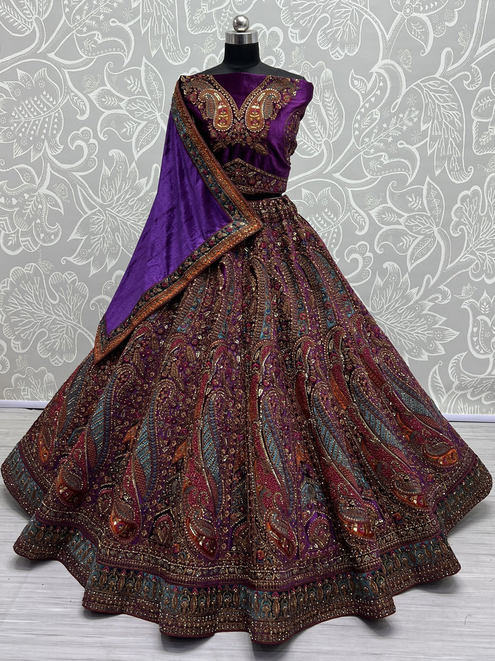 Velvet Patchwork Lehenga | Embroidery & Sequence Design for Weddings