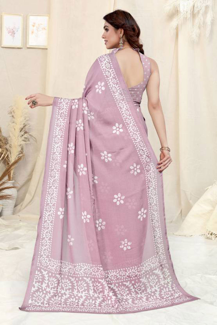 Designer Saree | Chinon & Chiffon Fabric in Elegant Printed Patterns for Festive