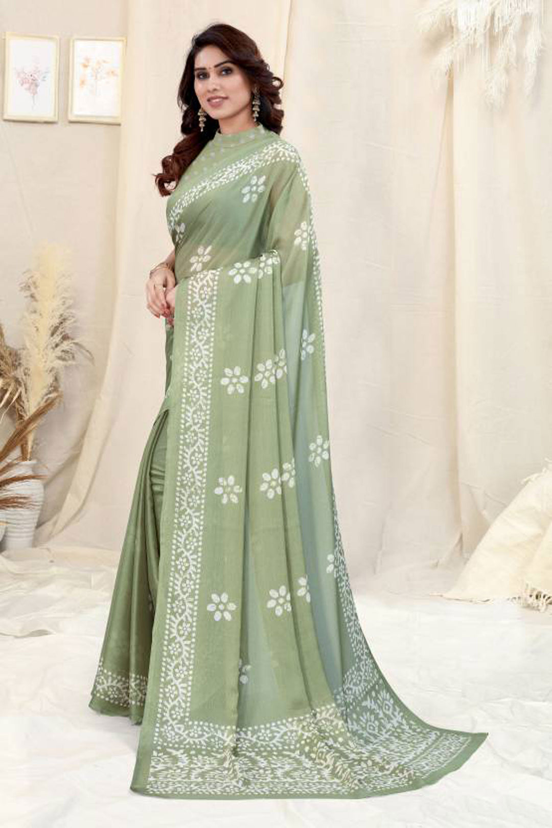 Designer Saree | Chinon & Chiffon Fabric in Elegant Printed Patterns for Festive