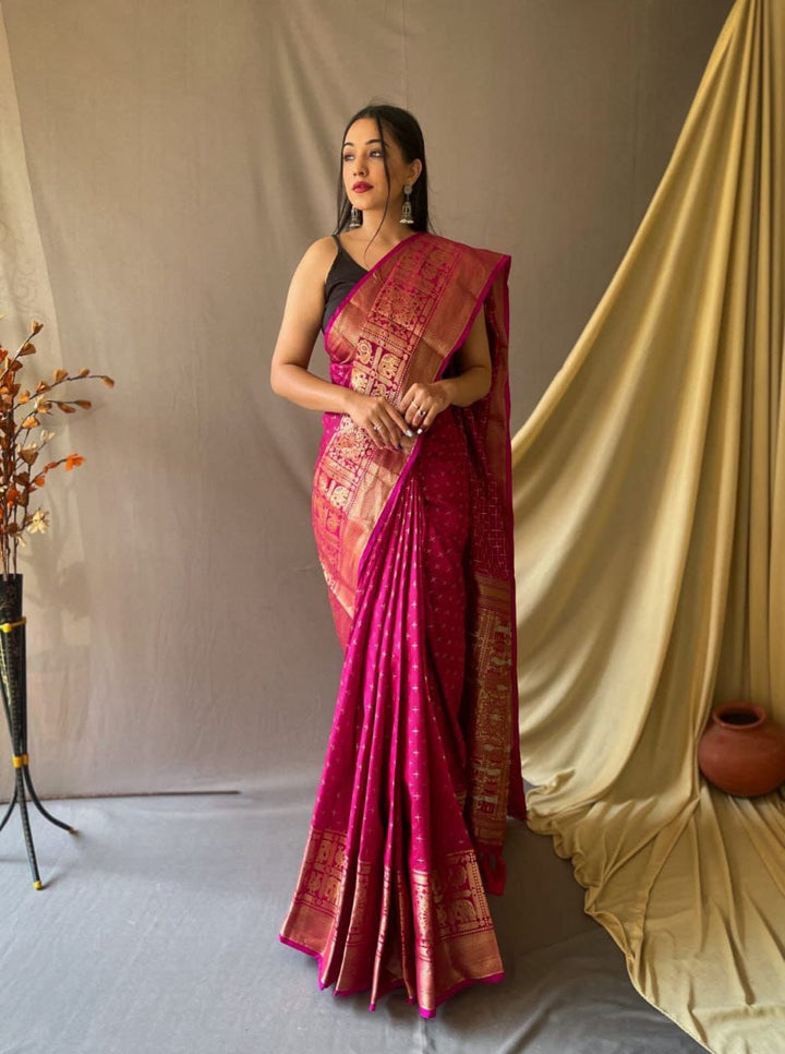 Beautiful Soft Silk Saree | Heavy Jari Weaving & Designer Partywear Look