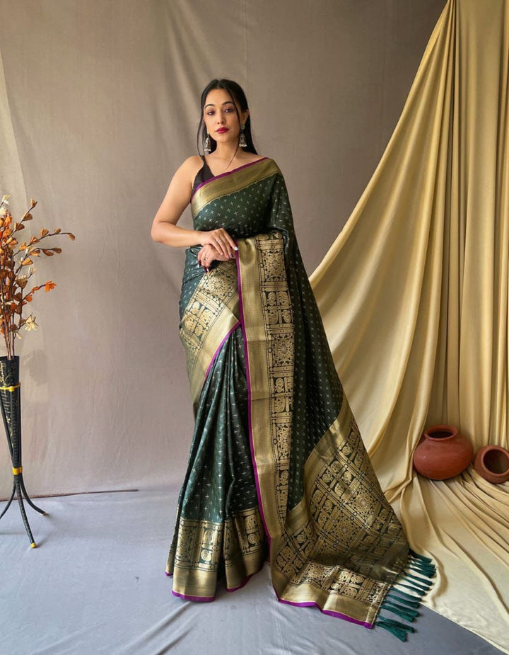 Beautiful Soft Silk Saree | Heavy Jari Weaving & Designer Partywear Look