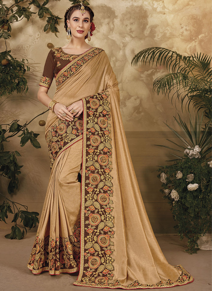 Designer P C Vichitra Art Silk Saree | Thread & Jari Work for Parties