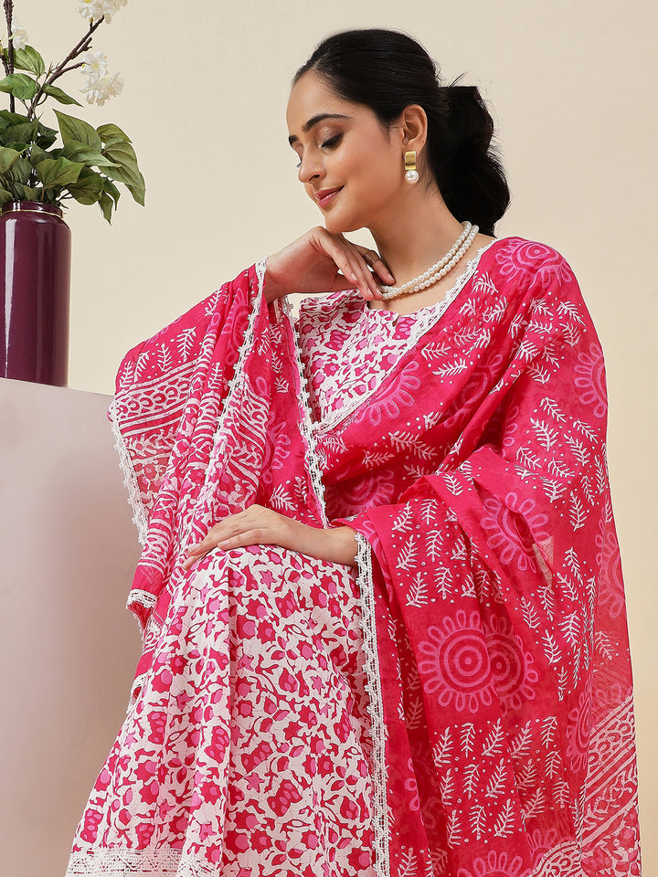 Stylish Cotton Suits | Designer Printed Top with Kota Doria Dupatta