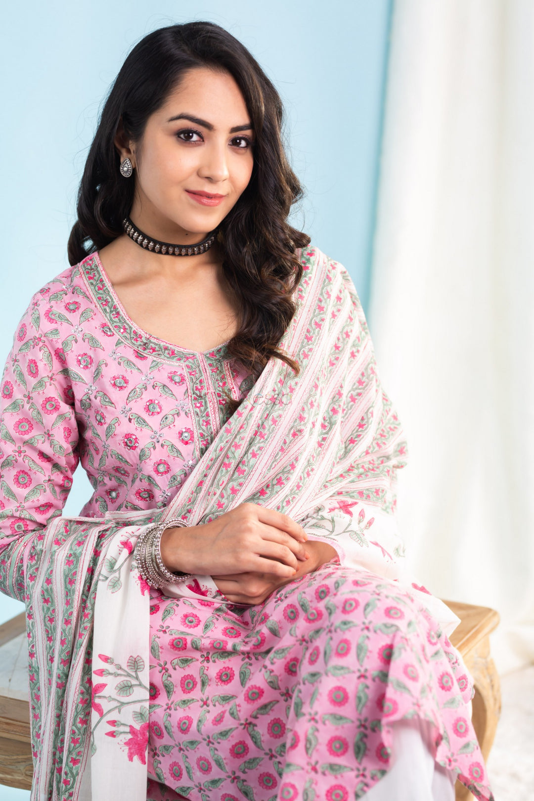 Designer Readymade Suits | Cotton Top with Kota Doria Dupatta and Printed Design