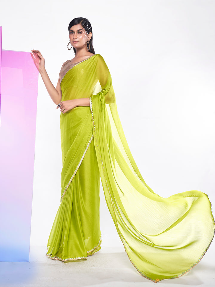 Georgette Saree with Art-Silk Blouse | Solid-Designer Wedding Wear