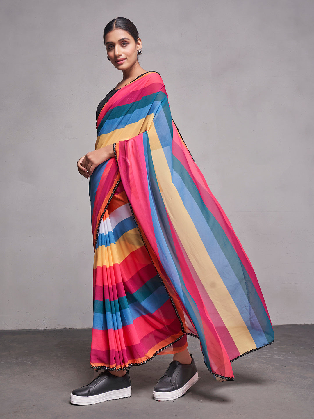 Elegant Georgette Saree with Art-Silk Blouse | Solid Designer for Weddings