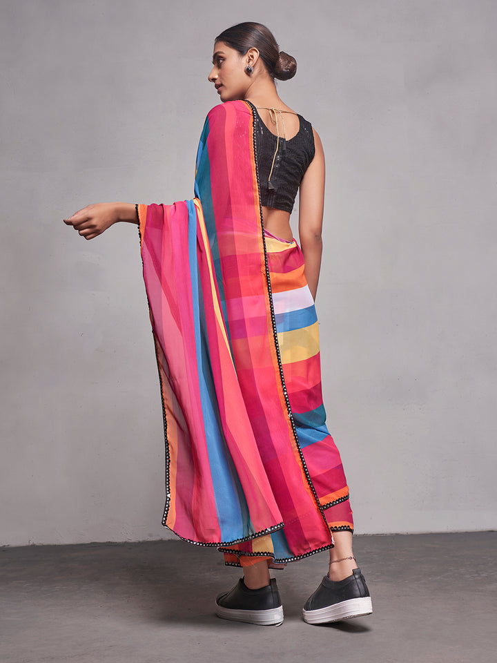 Elegant Georgette Saree with Art-Silk Blouse | Solid Designer for Weddings