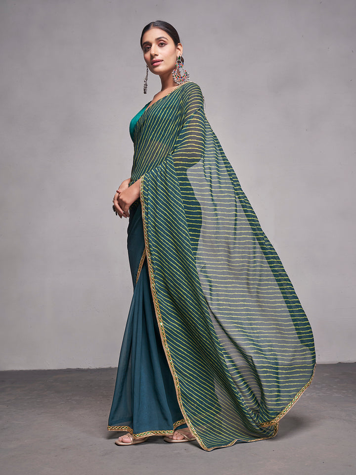 Georgette Saree with Art-Silk Blouse | Solid Designer for Weddings & Festive