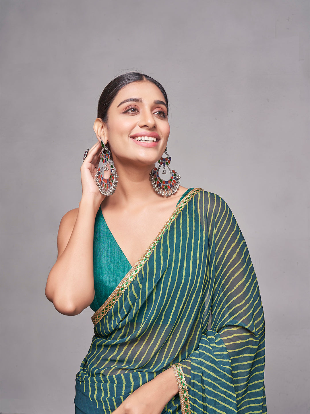 Georgette Saree with Art-Silk Blouse | Solid Designer for Weddings & Festive